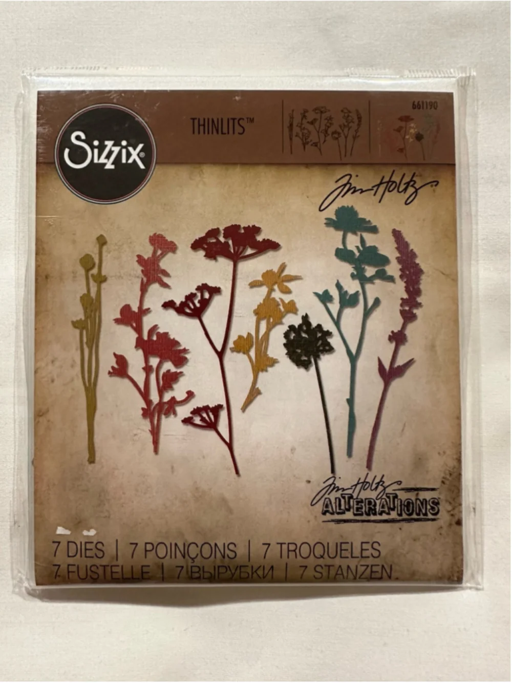 Rare Tim Holtz Sizzix Thinlits Wildflowers #1 Die Set #661190 Floral Garden